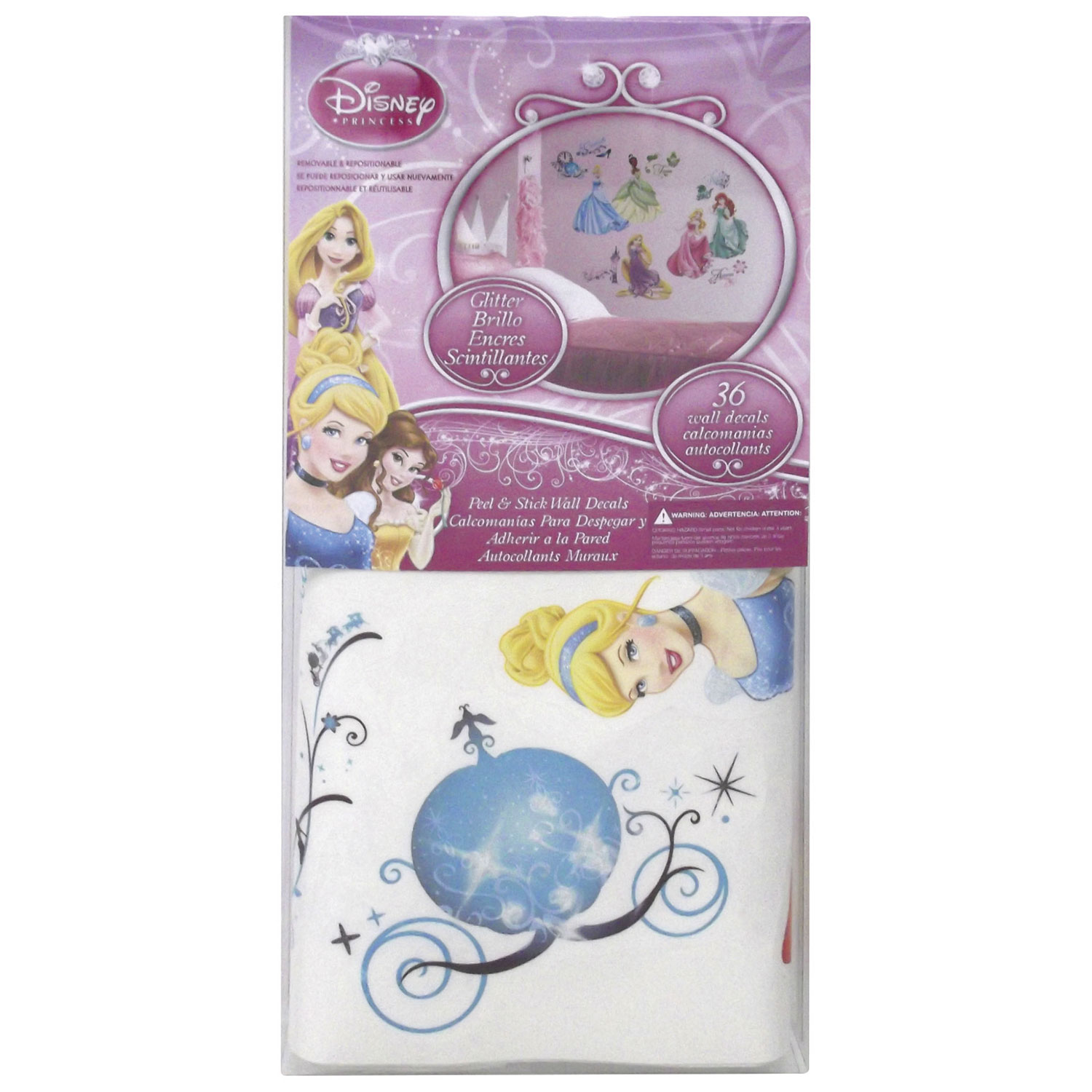RoomMates Disney Princess Royal Debut Peel and Stick Wall Decals - Pink/Blue/Green