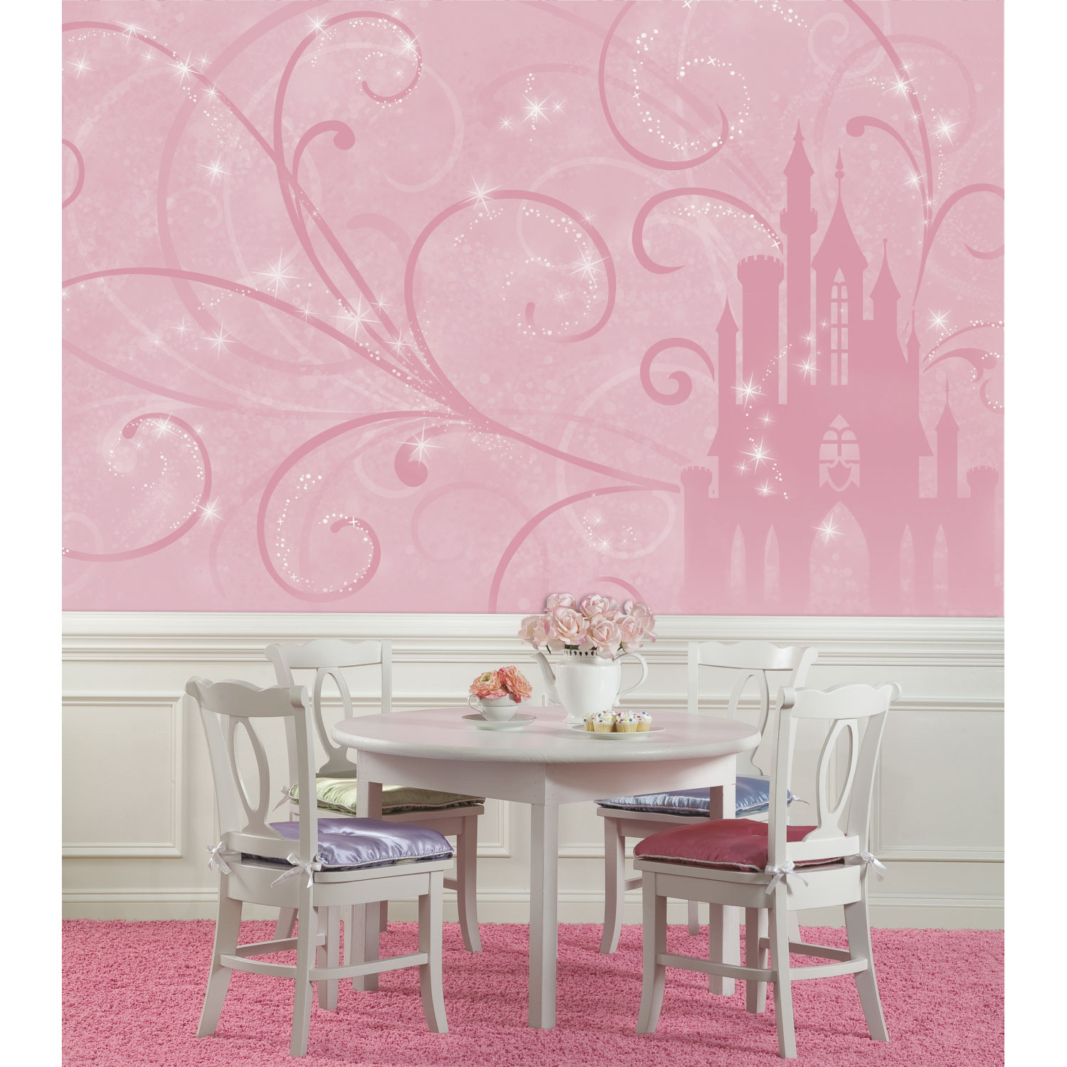 RoomMates Disney Princess Scroll Castle XL Wallpaper Mural - Pink