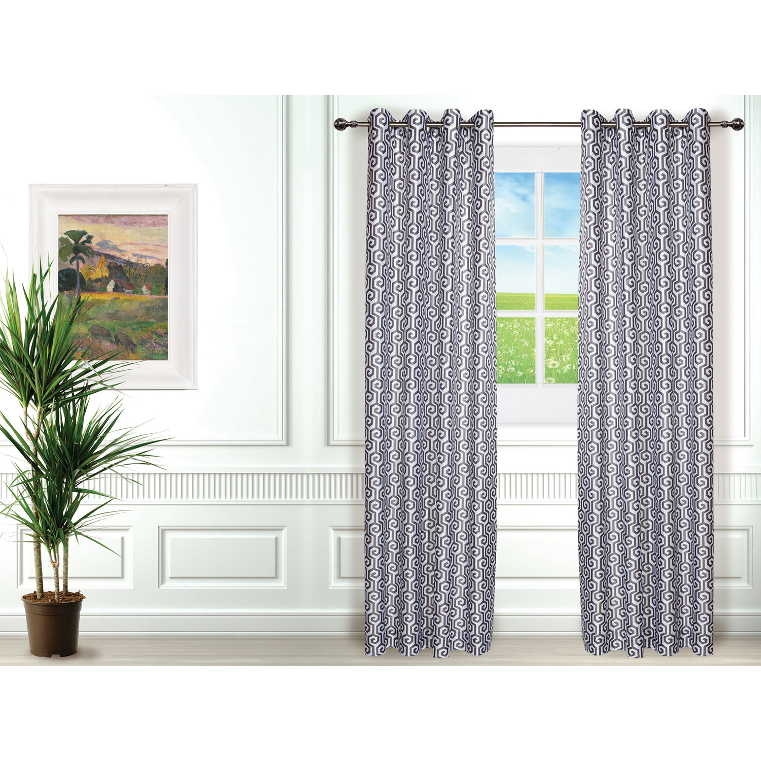 Rideau Maze de Gouchee Design - Ensemble de 2 - Gris - Blanc