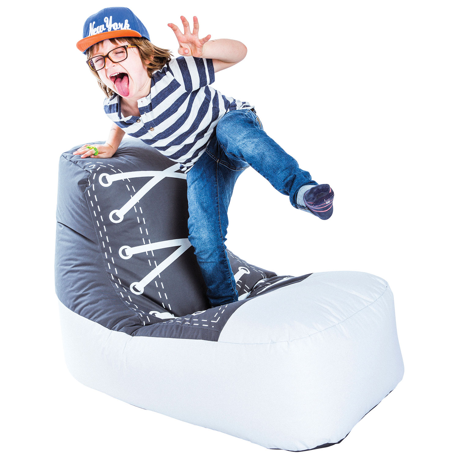 Fauteuil poire contemporain Chuck Brava de Sitting Point - Gris - Blanc