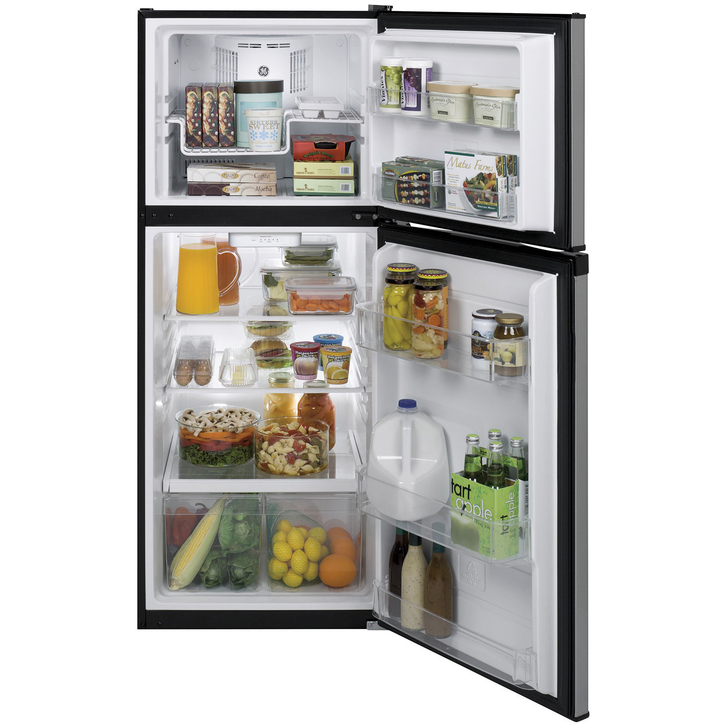 GE 24" 11.6 Cu. Ft. Top Freezer Refrigerator with LED Lighting - Stainless Steel