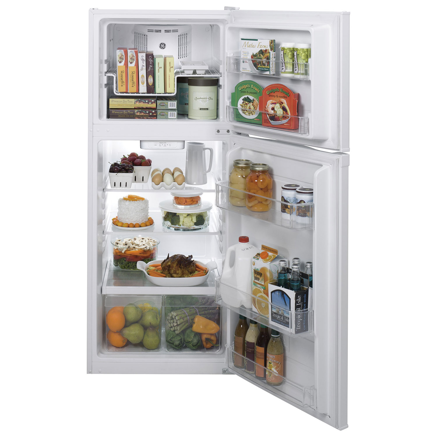 GE 24" 11.6 Cu. Ft. Top Freezer Refrigerator with LED Lighting - White
