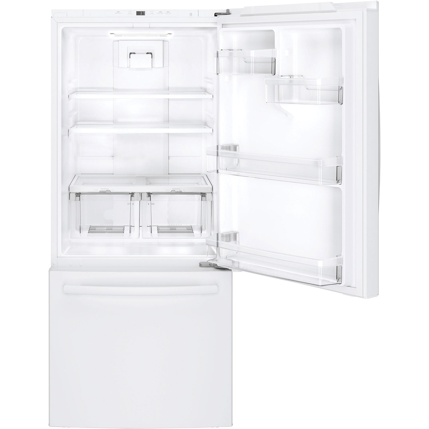 GE 30" 20.9 Cu. Ft. Bottom Freezer Refrigerator with LED Lighting - White