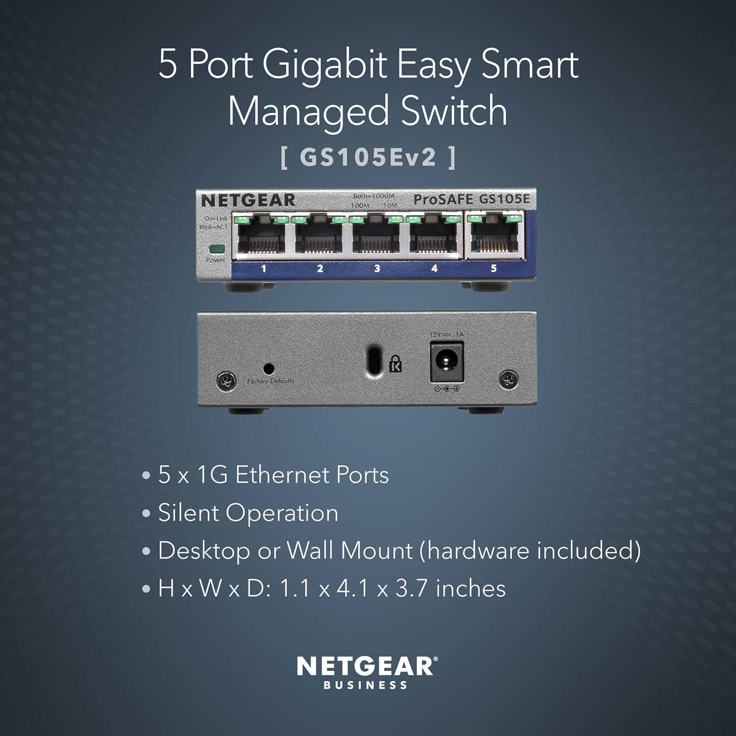 Netgear ProSafe Plus Switch, 5-Port Gigabit Ethernet