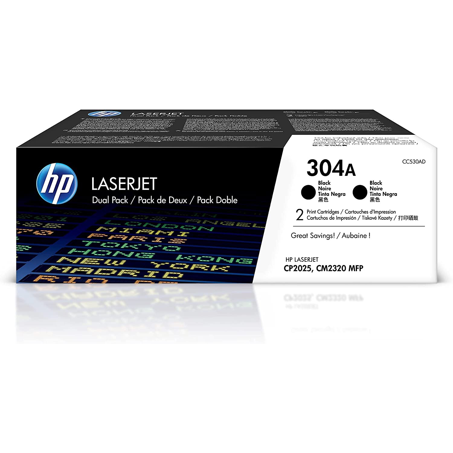 HP 304A Black Original Toner, 2 Cartridges