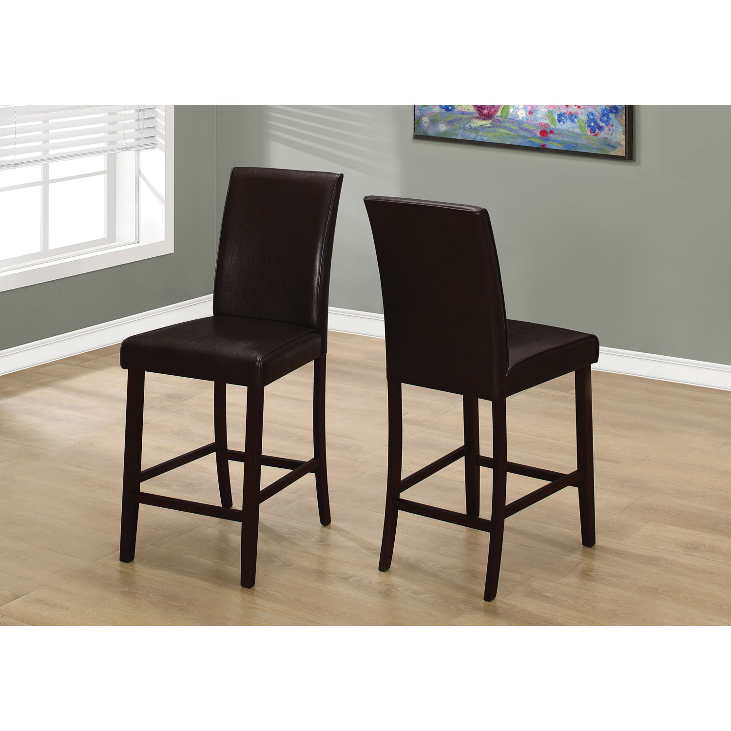 Contemporary Faux Leather Dining Chair - Set of 2 - Brown