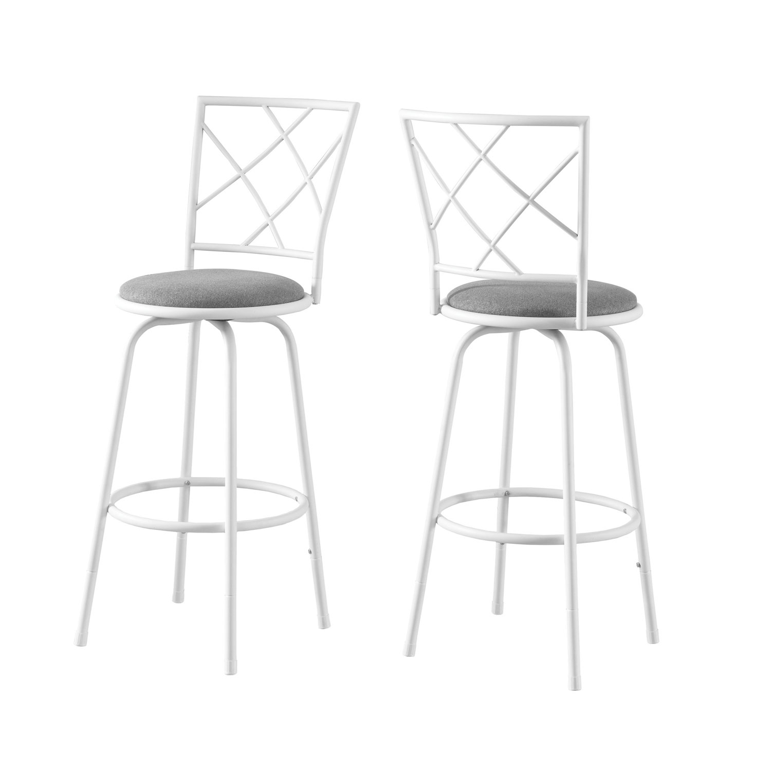 Tabouret de bar contemporain en tissu - Ensemble de 2 - Blanc/gris