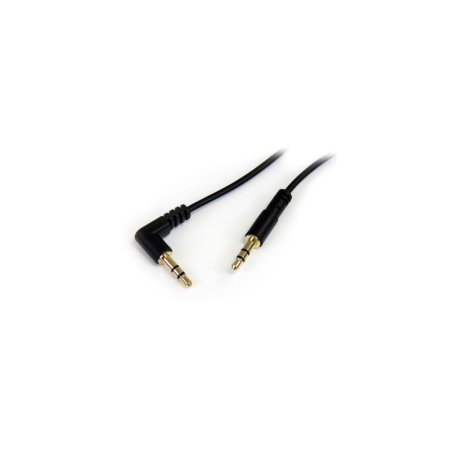 StarTech 1 ft Slim 3.5mm to Right Angle Stereo Audio Cable - M/M