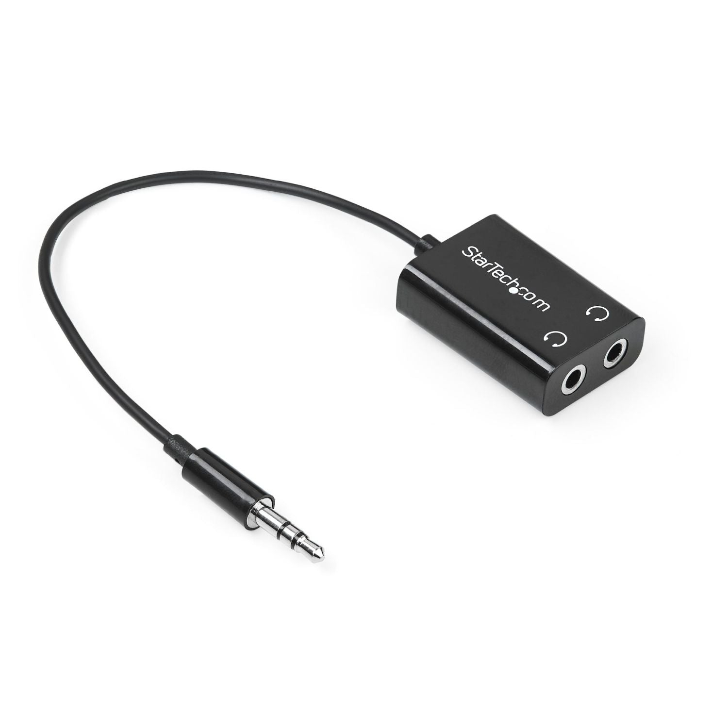StarTech Black Slim Mini Jack Headphone Splitter Cable Adapter - 3.5mm Male to 2x 3.5mm Female