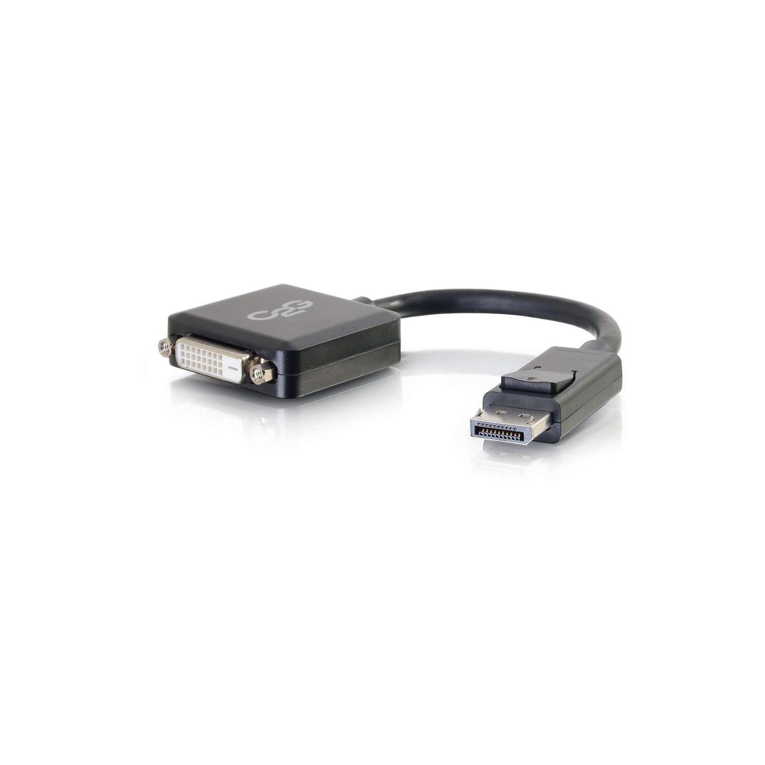 C2G 8in DisplayPort Male to Single Link DVI-D Female Adapter Converter - Black
