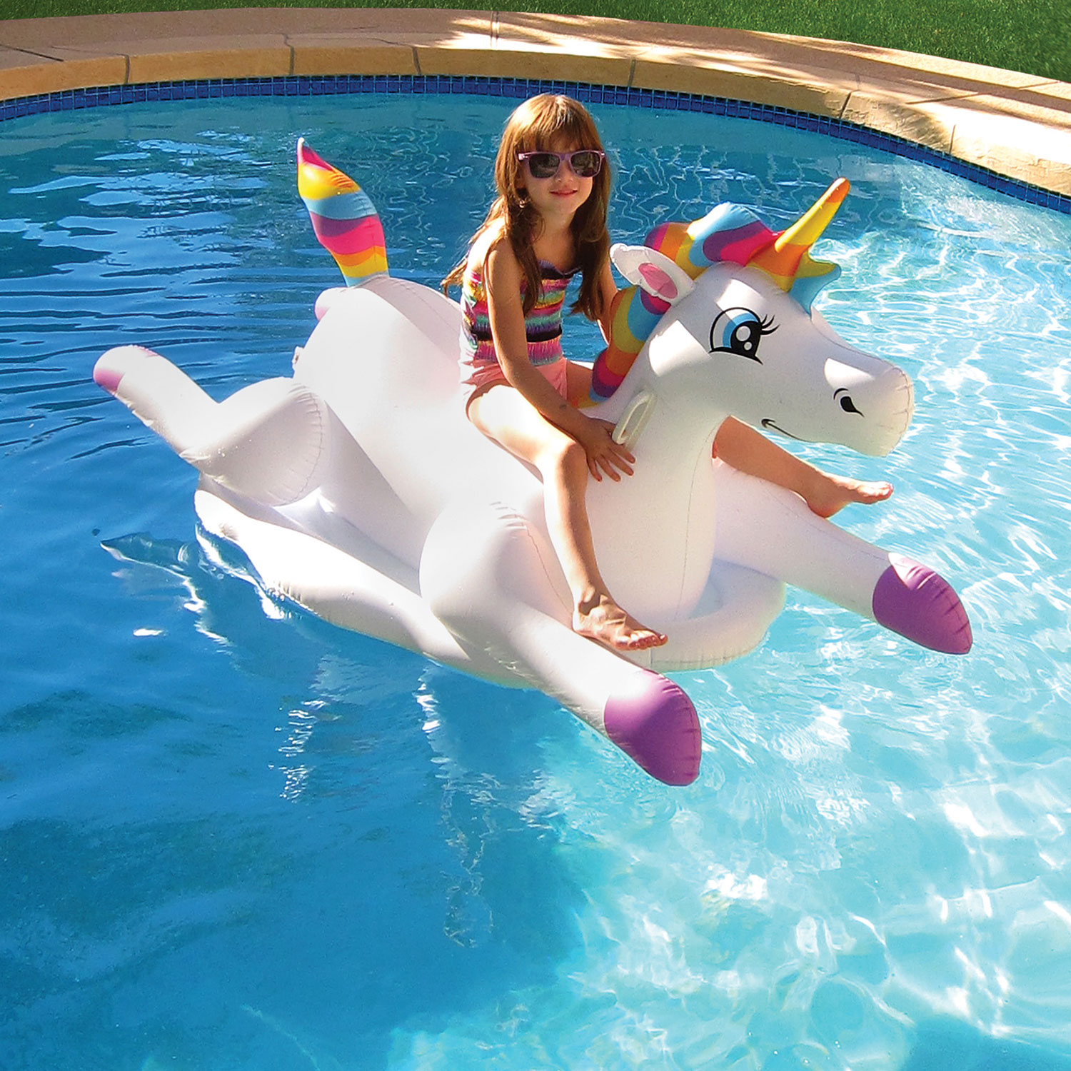 Blue Wave Unicorn Inflatable Pool Ride-On Float - White