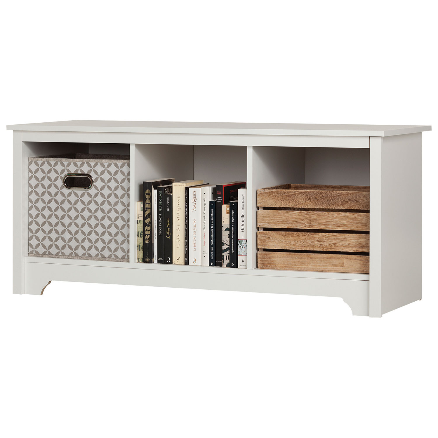 Vito Transitional 3-Shelf Storage Bench - White