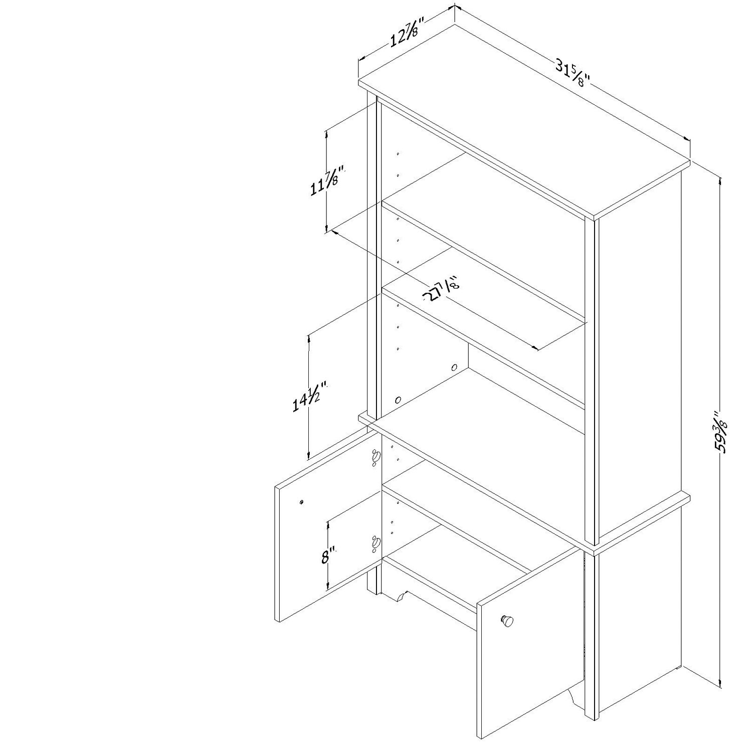 Bibliothèque de style transitionnel de Vito à 3 tablettes - Blanc