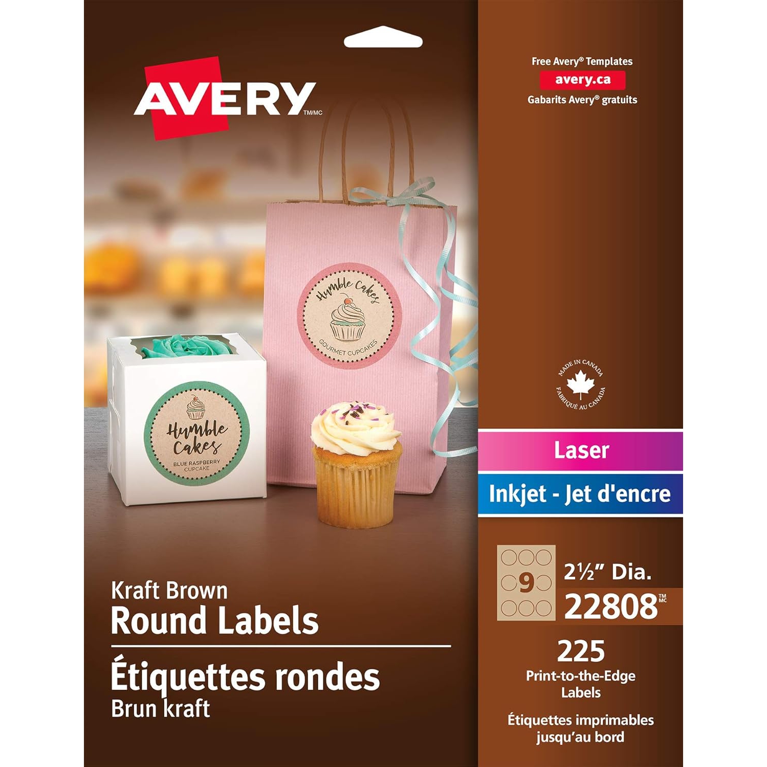 Avery 2.5" Round Kraft Brown Labels for Laser & Inkjet Printers -