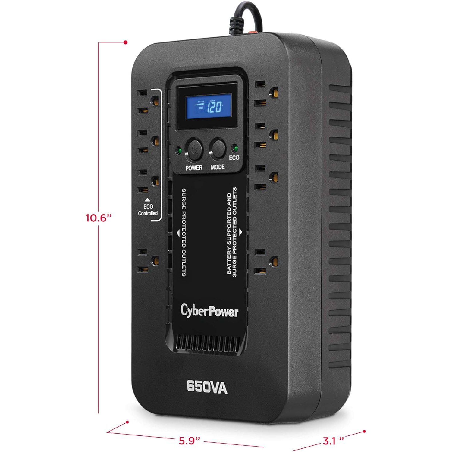 CyberPower EC650G Ecologic 650VA/390W Energy Efficient LCD Desktop ECO UPS