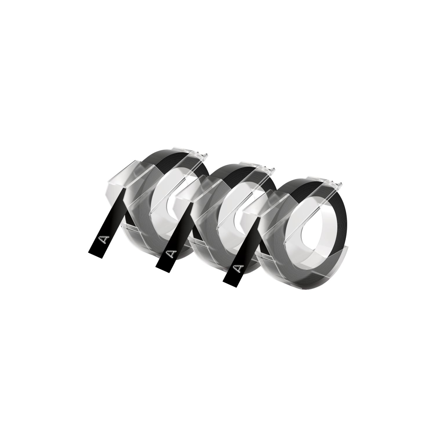 Paquet de 3 rubans de rechange pour étiqueteuse, noir lustré, 3/8 po x 116 po