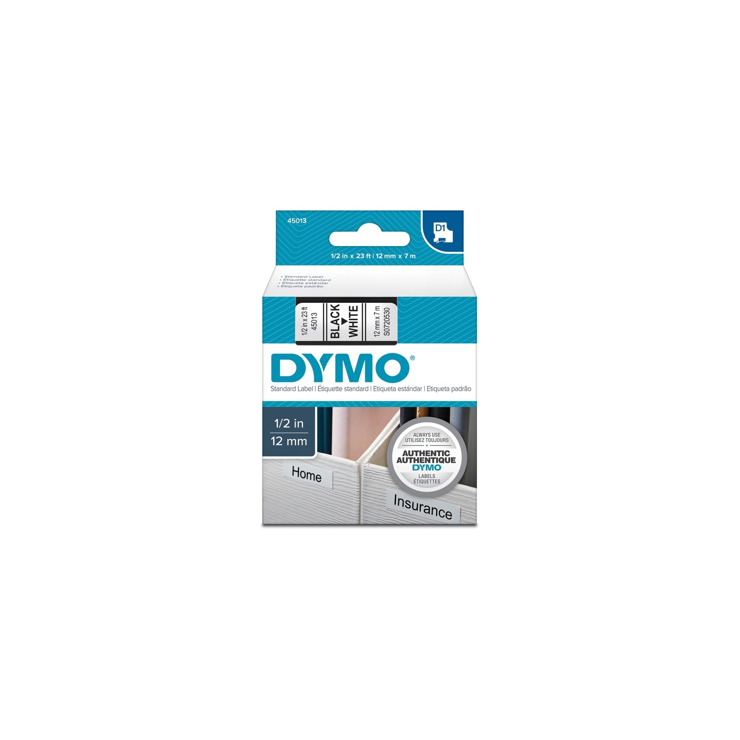 Dymo Black on White D1 Label Tape