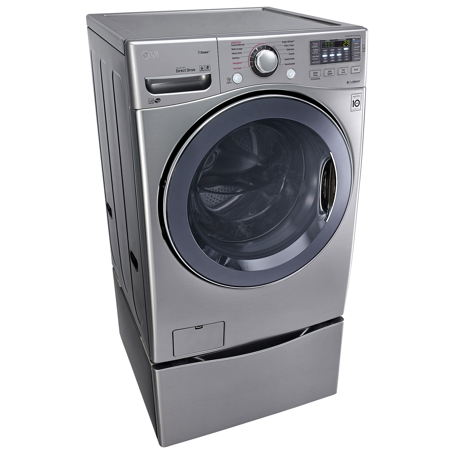 Laveuse à chargement frontal haute efficacité TurboWash de 5,2 pi³ de LG - Argenté