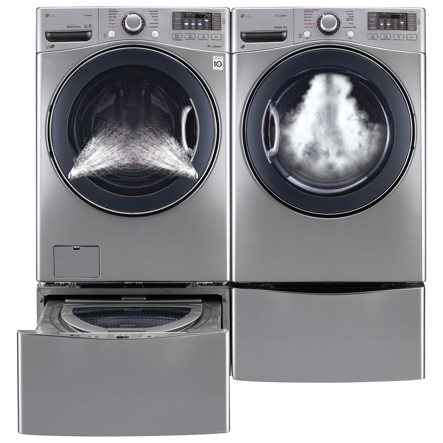 Laveuse à chargement frontal haute efficacité TurboWash de 5,2 pi³ de LG - Argenté
