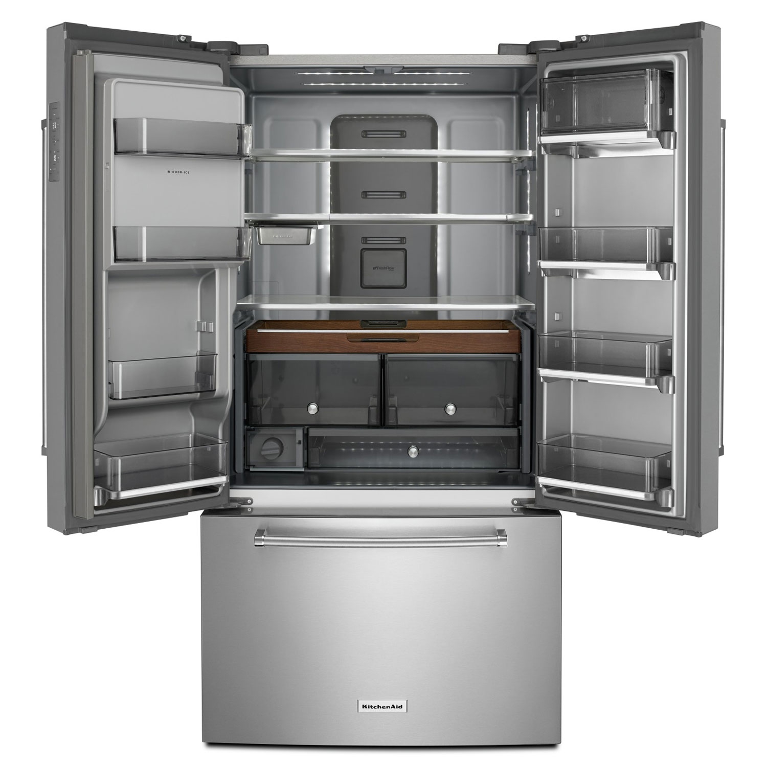 KitchenAid 36" 23.8 Cu. Ft. Counter-Depth French Door Refrigerator with Water & Ice Dispenser - Stainless Steel