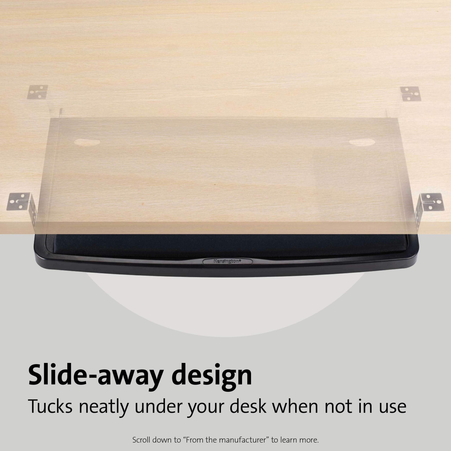 Kensington – Tiroir pour clavier sous le bureau avec système SmartFit - Noir -