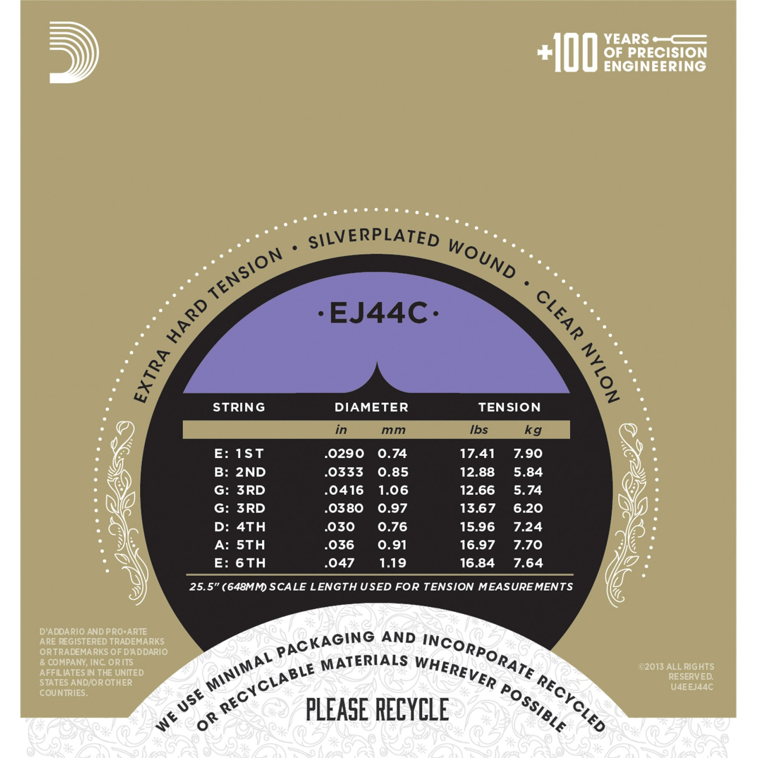 D'Addario EJ44C Pro-Arte Classical Guitar Strings - Extra Hard Tension