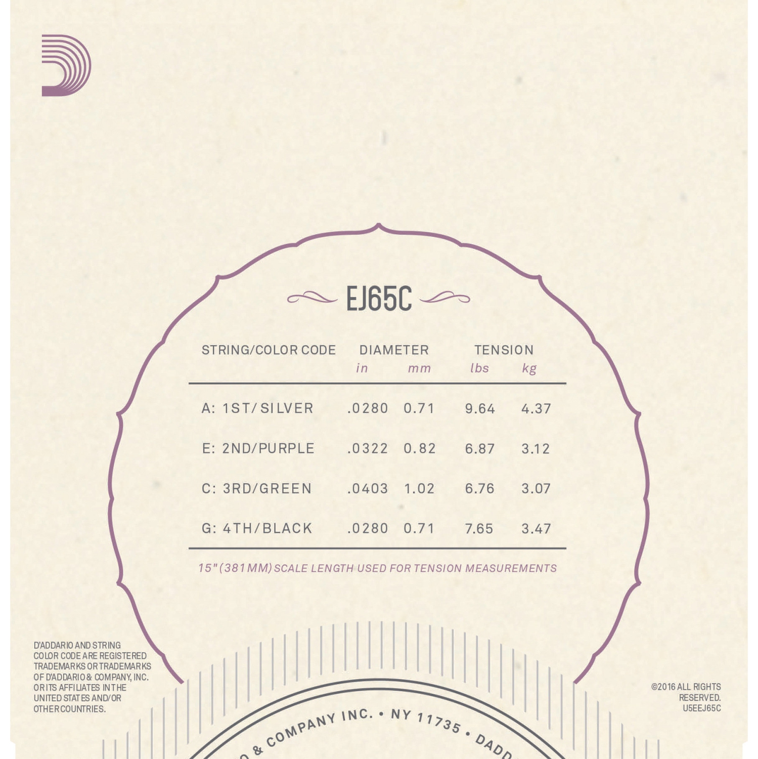 D’Addario EJ65C Pro-Arte Cordes de ukulélé de concert extrudées sur mesure