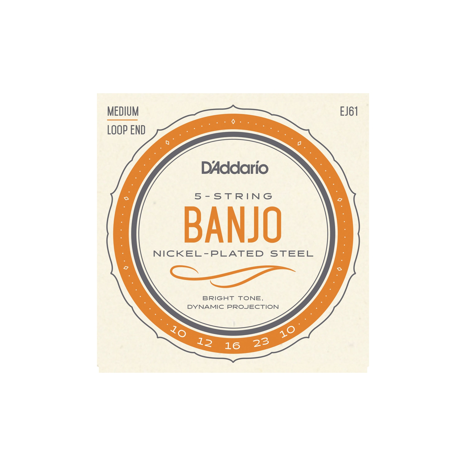 D'Addario EJ61 5-String Banjo Strings - Medium, 10-23