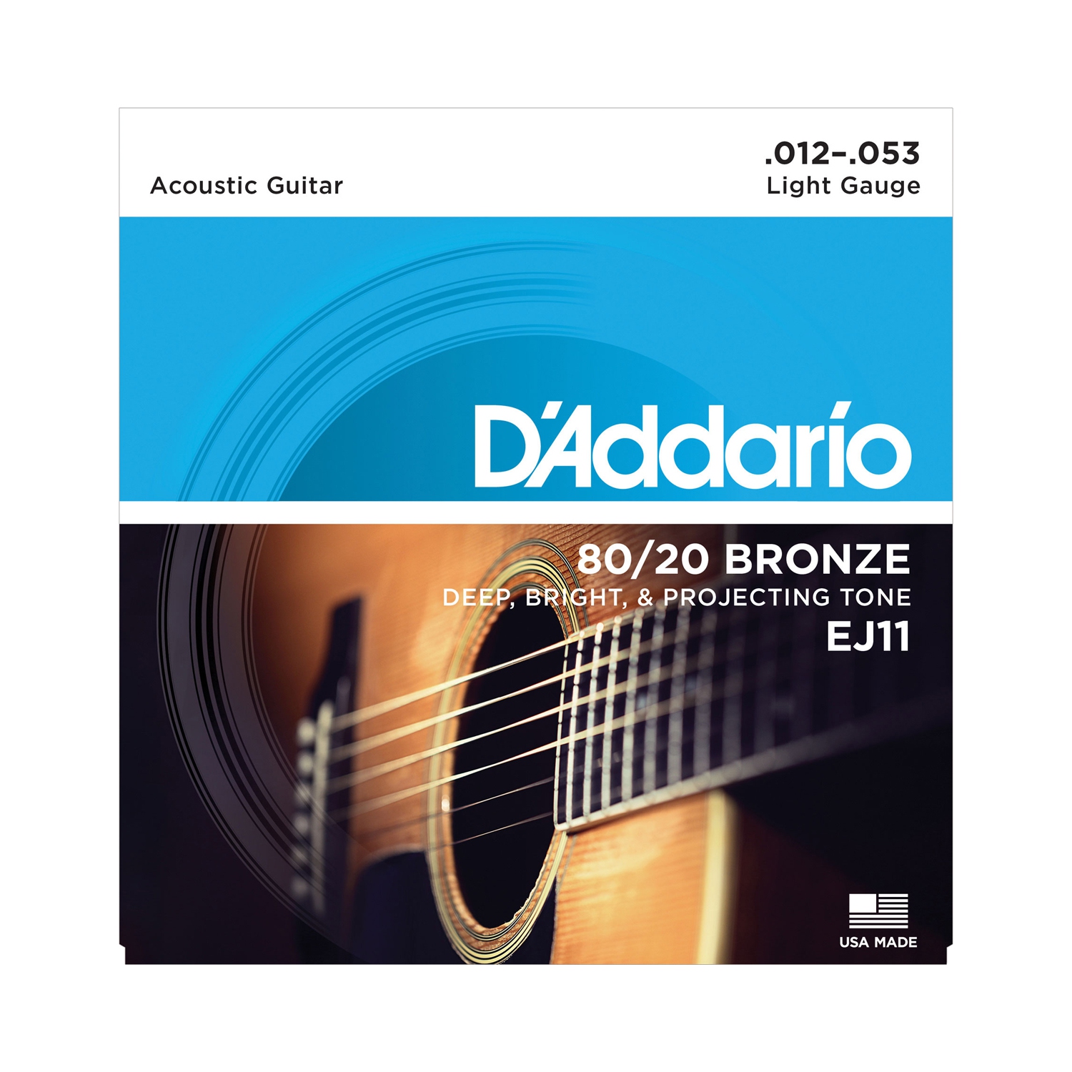 D'Addario EJ11 80/20 Bronze Acoustic Guitars Strings - Light 12-53