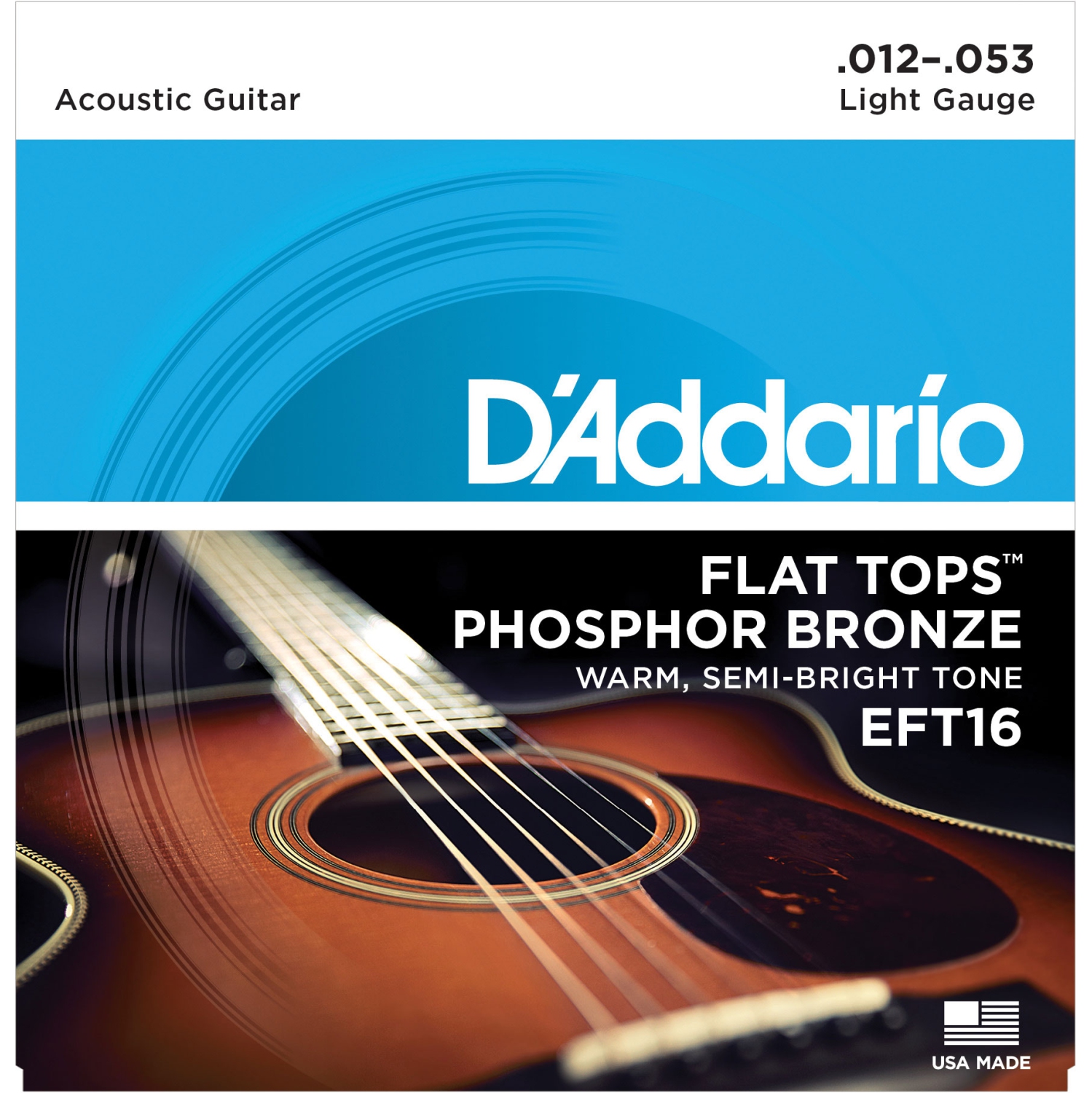 D'Addario EFT16 Flat Tops Acoustic Guitar Strings - Light 12-53