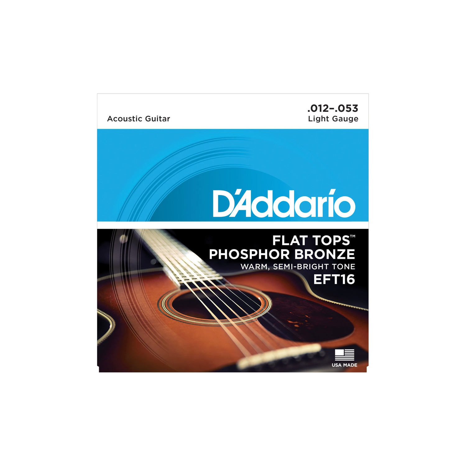 D'Addario EFT16 Flat Tops Acoustic Guitar Strings - Light, 12-53