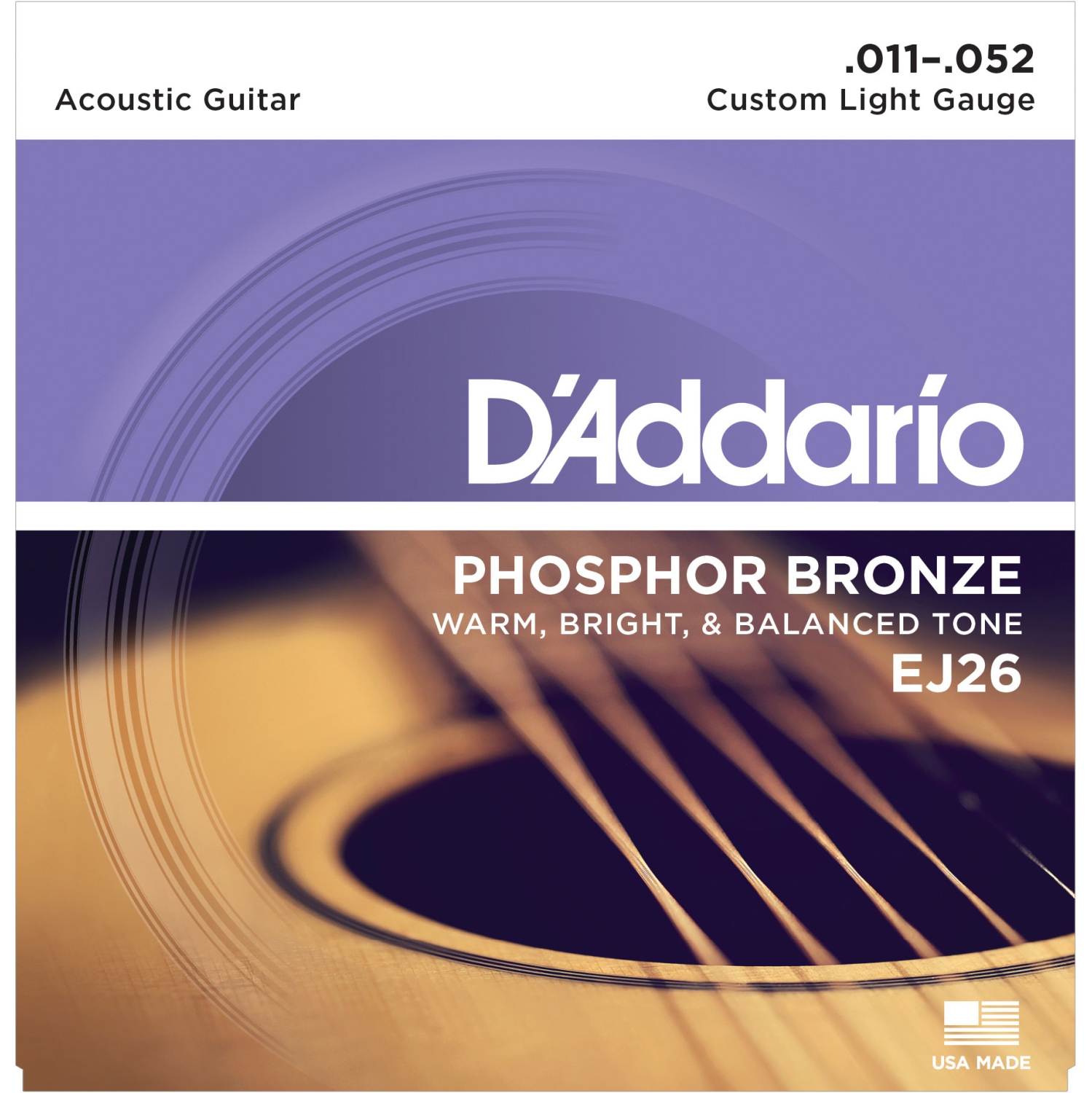 D'Addario EJ26 Phosphor Bronze Acoustic Guitars Strings - Custom Light 11-52