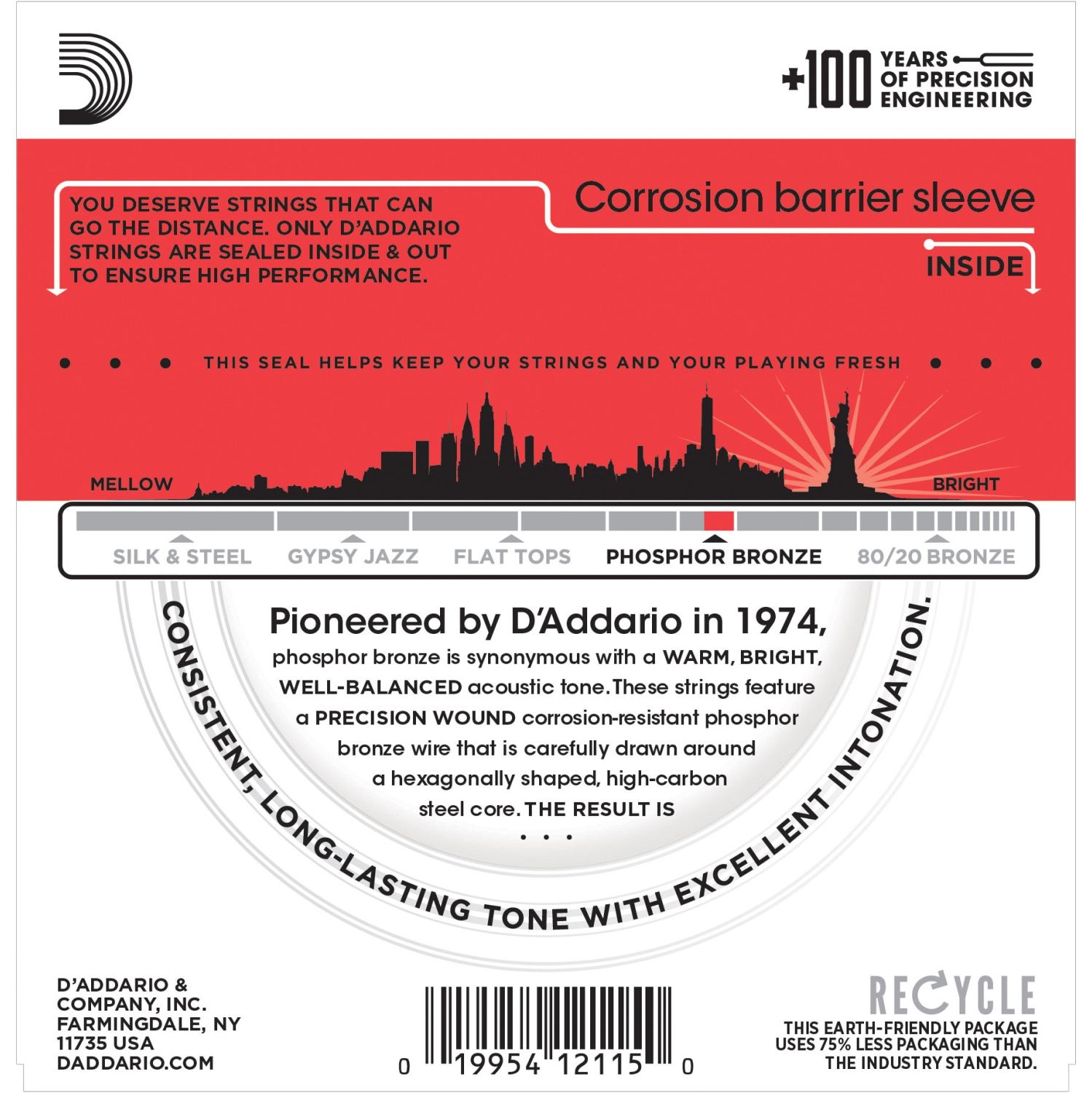 D'Addario EJ17 Phosphor Bronze Acoustic Guitars Strings - Medium 13-56