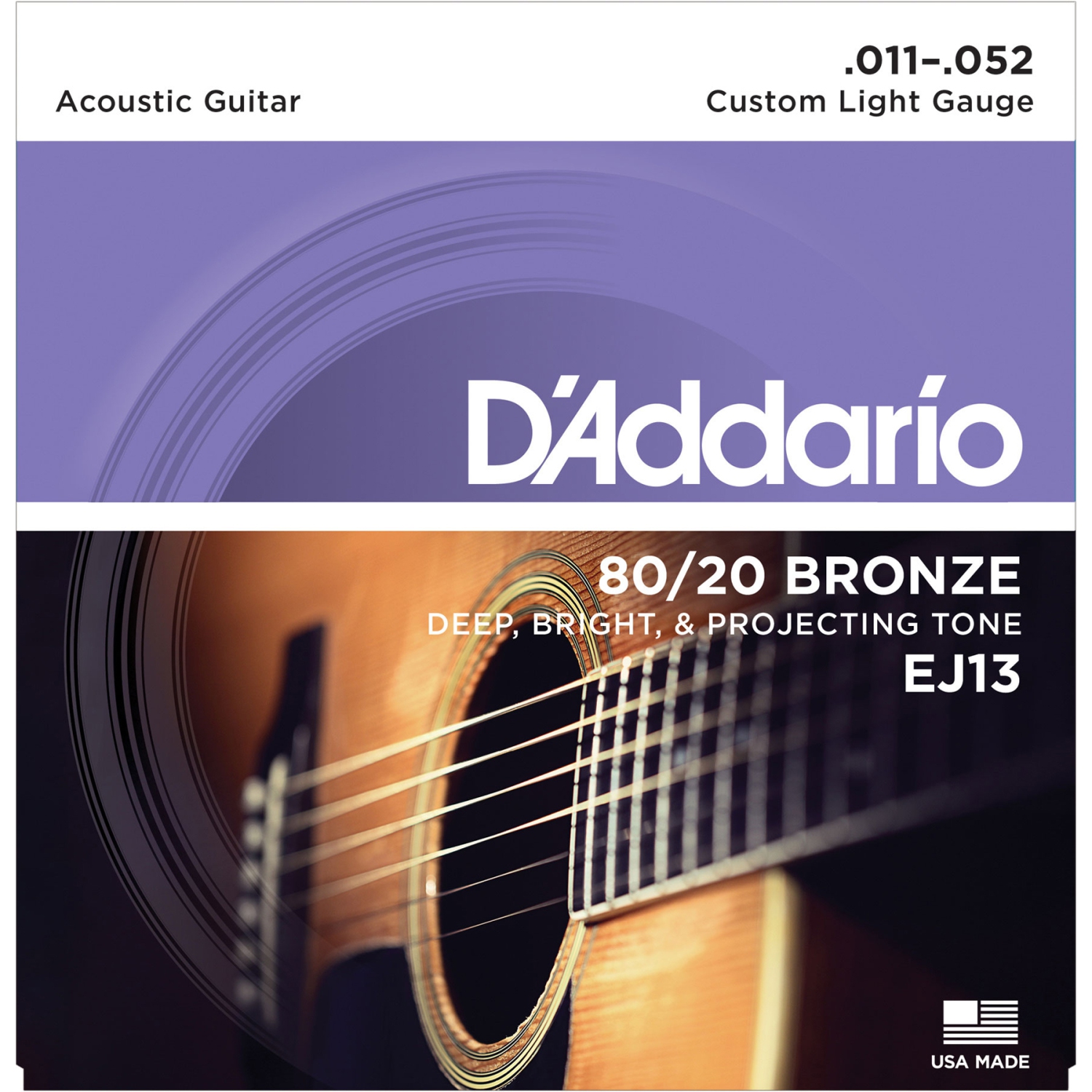 D'Addario EJ13 80/20 Bronze Acoustic Guitar Strings - Light 11-52