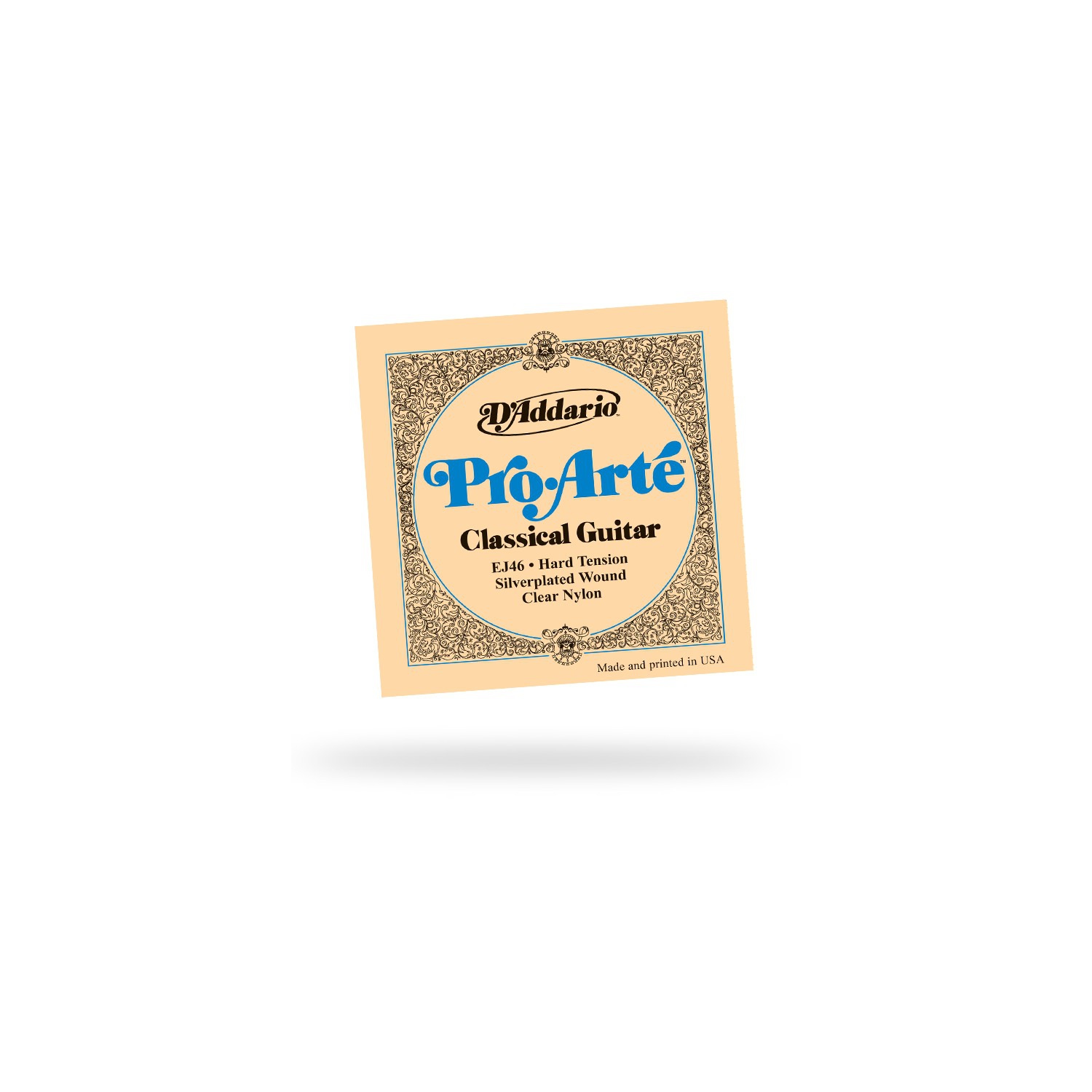 Cordes de guitare classique en nylon clair enroulé plaqué argent Pro-Arte EJ46 d'Addario - tension difficile
