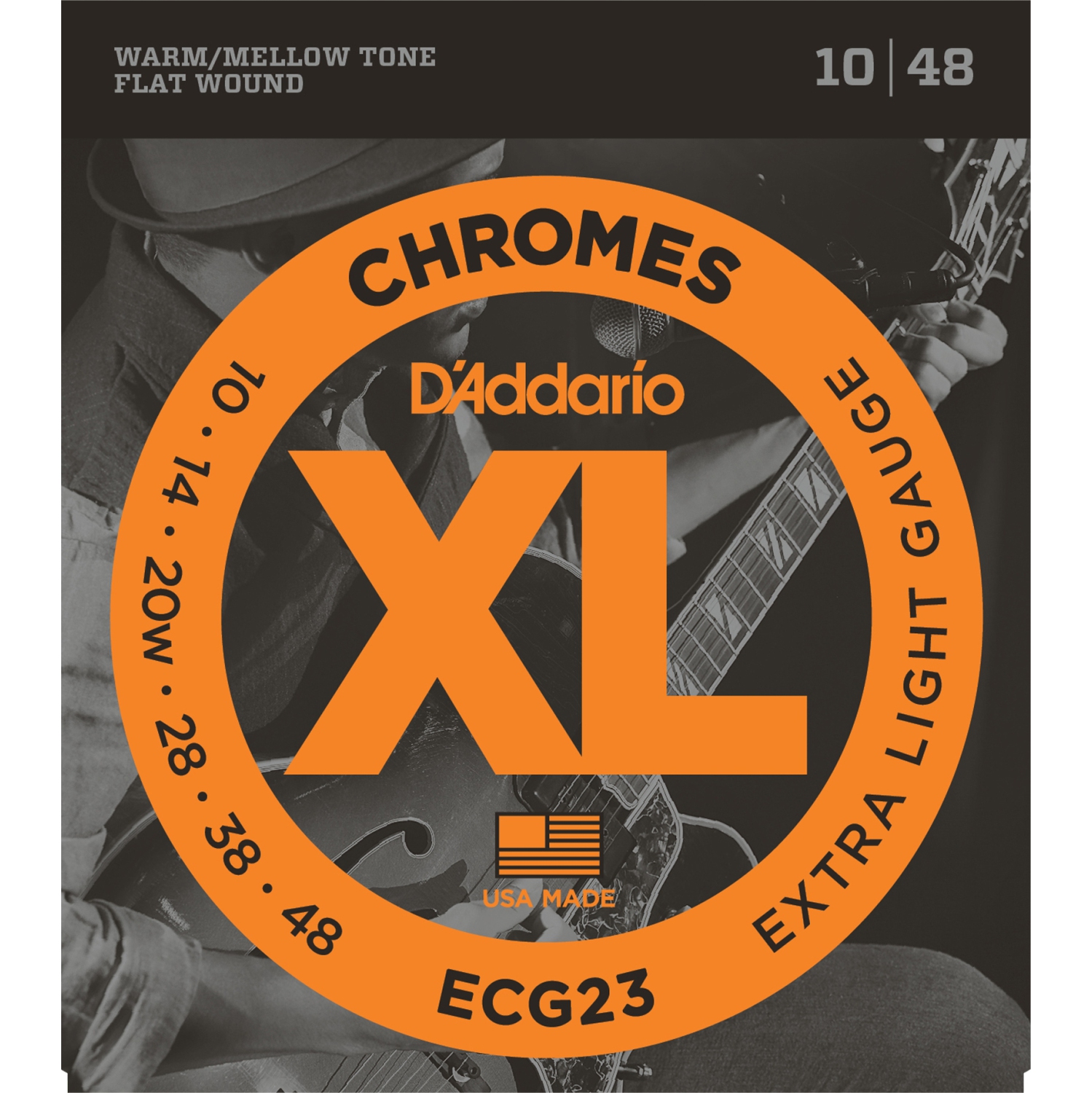 D'Addario ECG23 Chromes Flat Wound Electric Guitar Strings - Extra Light 10-48