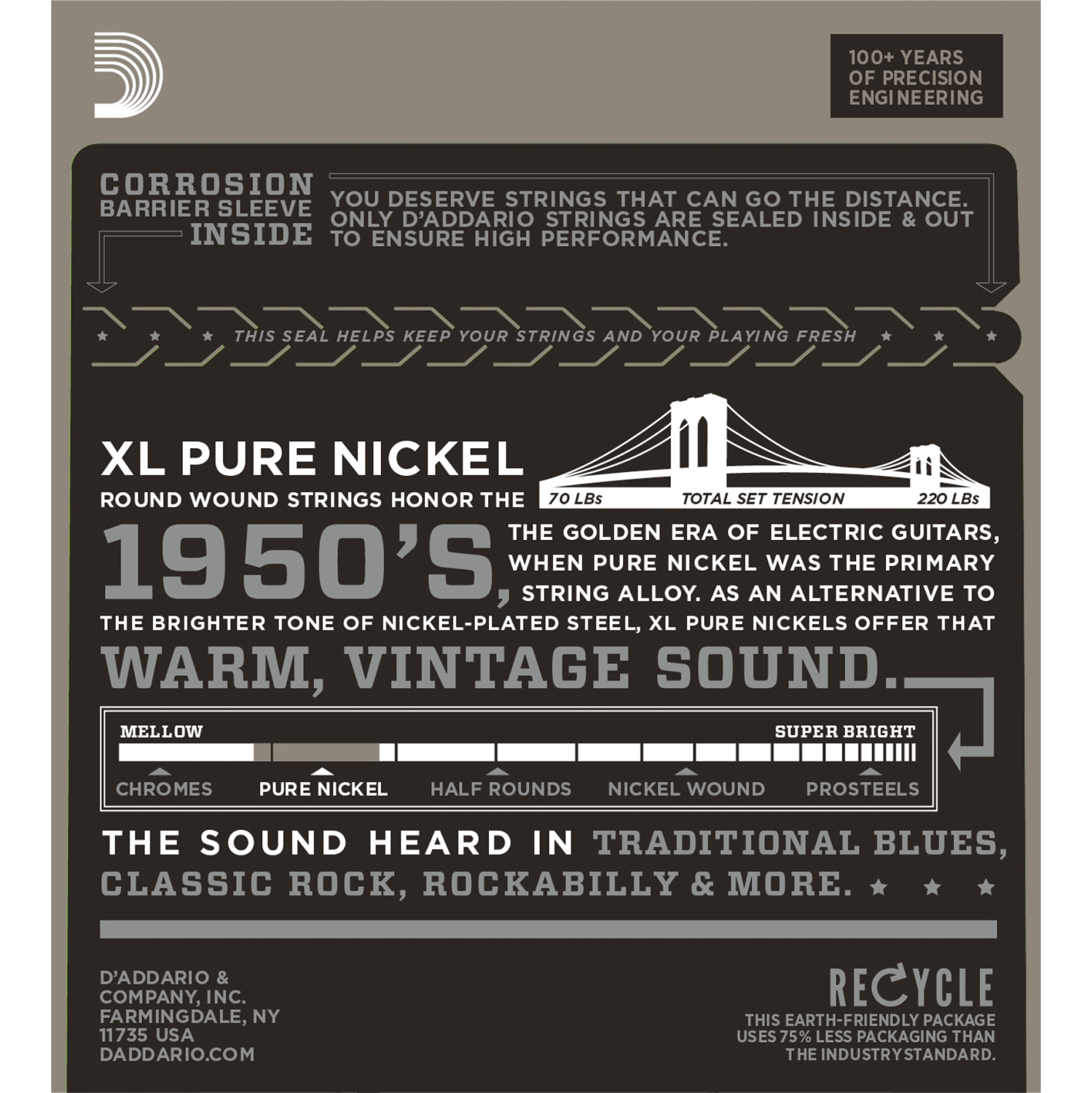 D'Addario EPN120 Pure Nickel Electric Guitar Strings - Super Light 9-41