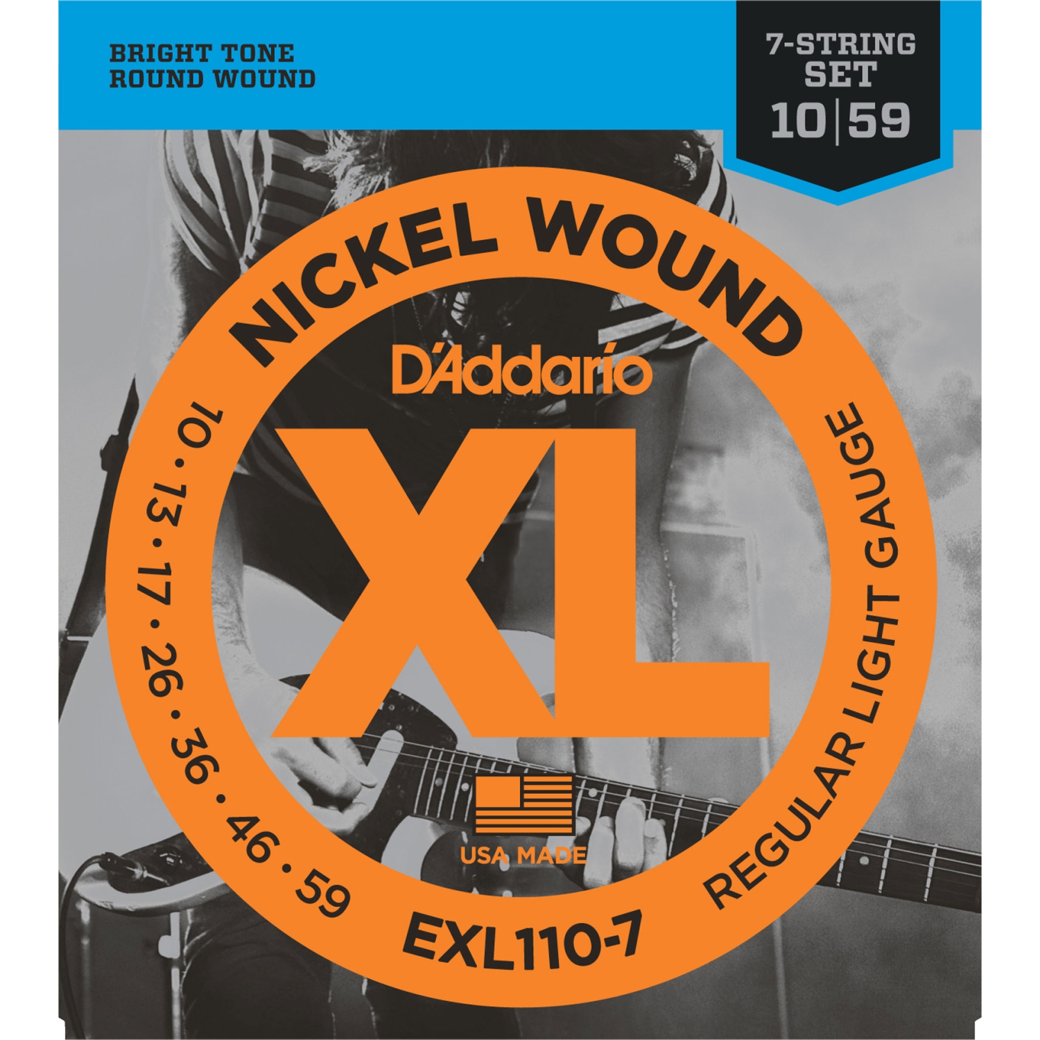 D'Addario EXL110-7 Nickel Wound 7-String Electric Guitar Strings - Regular Light 10-59