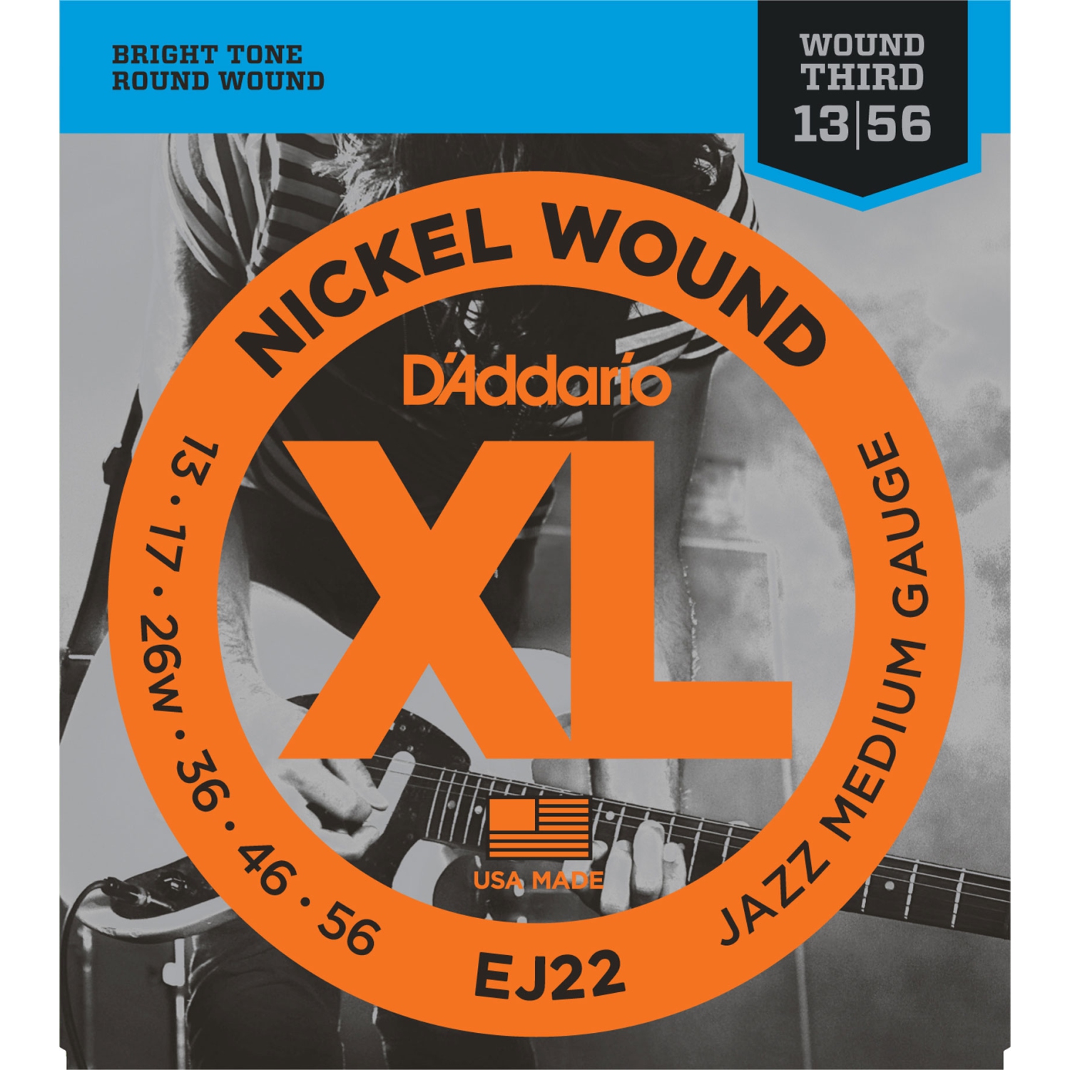 D'Addario EJ22 Nickel Wound Electric Guitar Strings - Jazz Medium 13-56