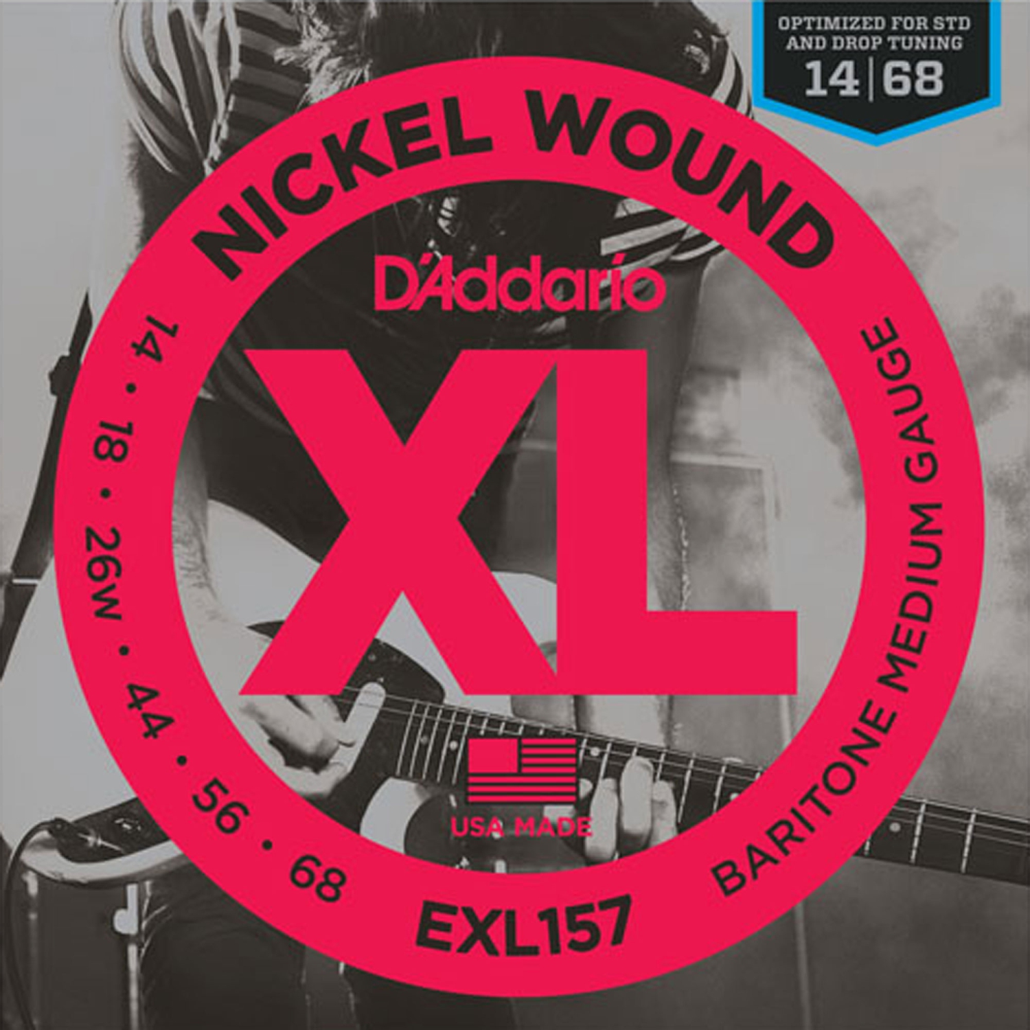 D'Addario XL157 Nickel Wound Baritone Electric Guitar Strings - Medium 14-68