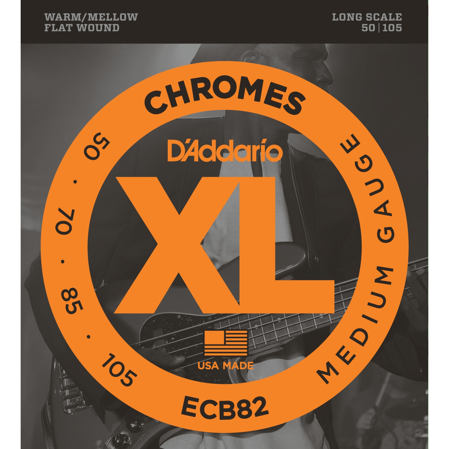 Cordes de guitare basse ECB82 Chromes d'Addario - à diapason moyen long