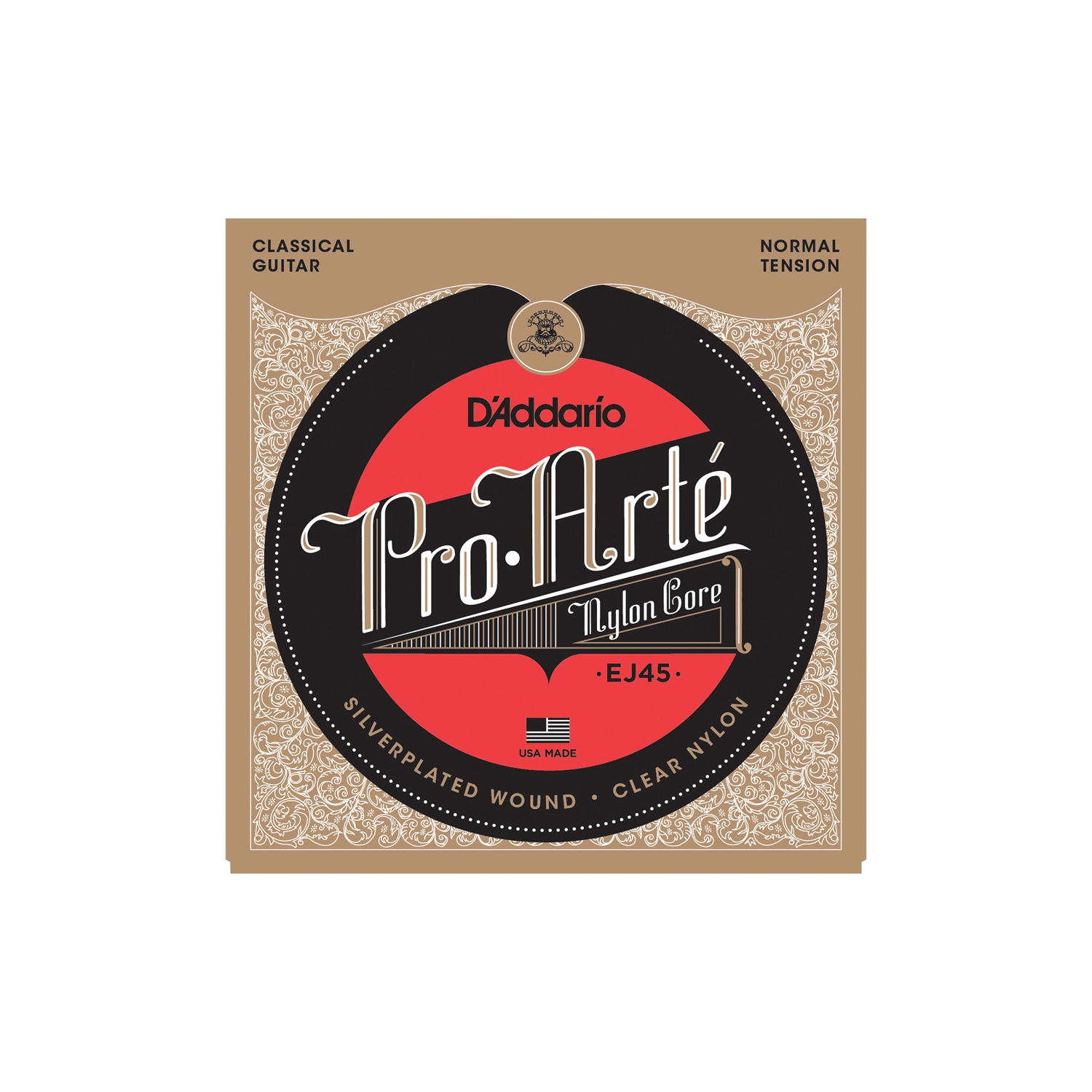 D'Addario EJ45 Pro-Arte Silverplated Wound Clear Nylon Classical Guitar Strings - Normal Tension