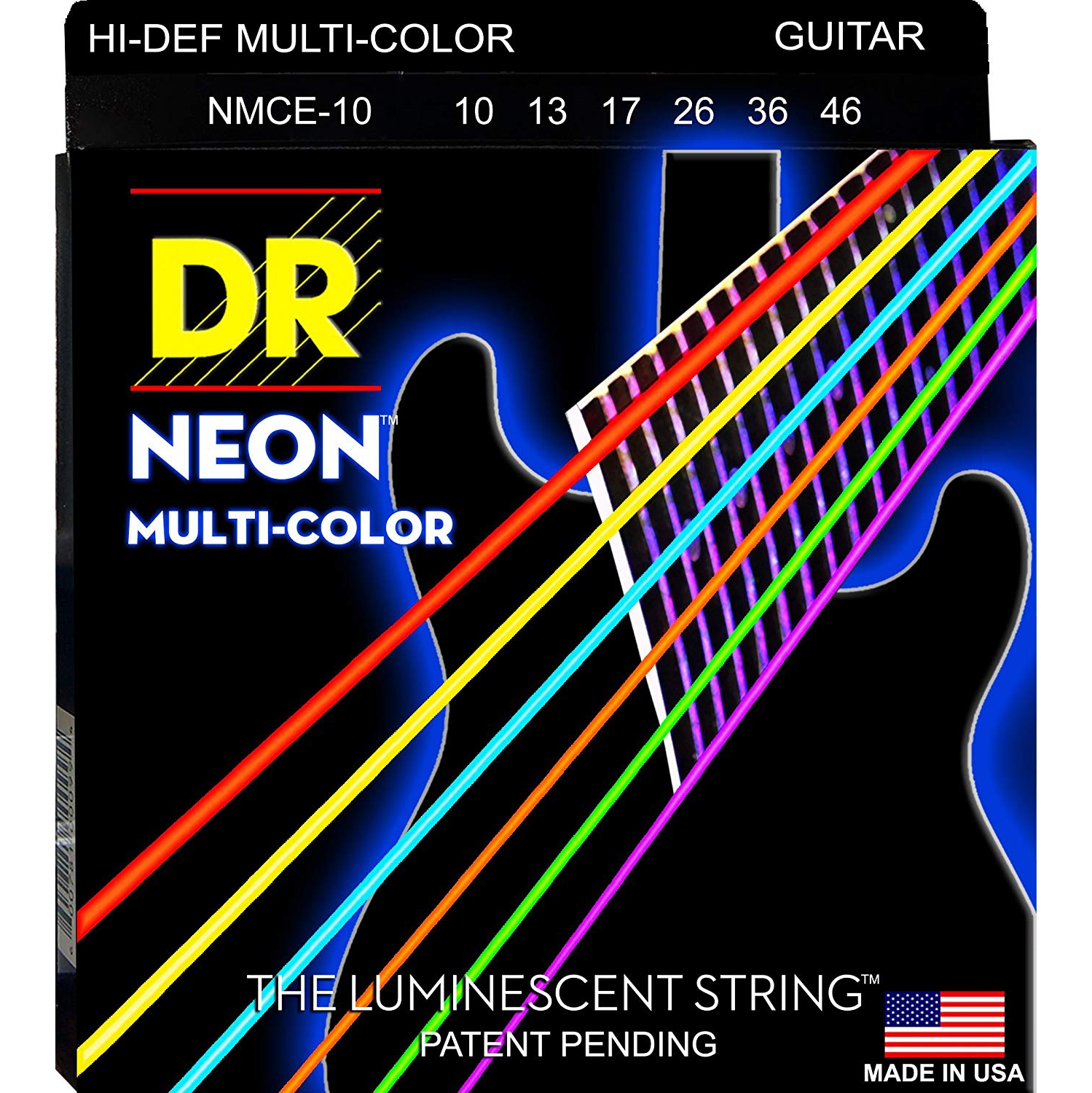 Neon Multi-color Coated Electric Guitar Strings, Medium