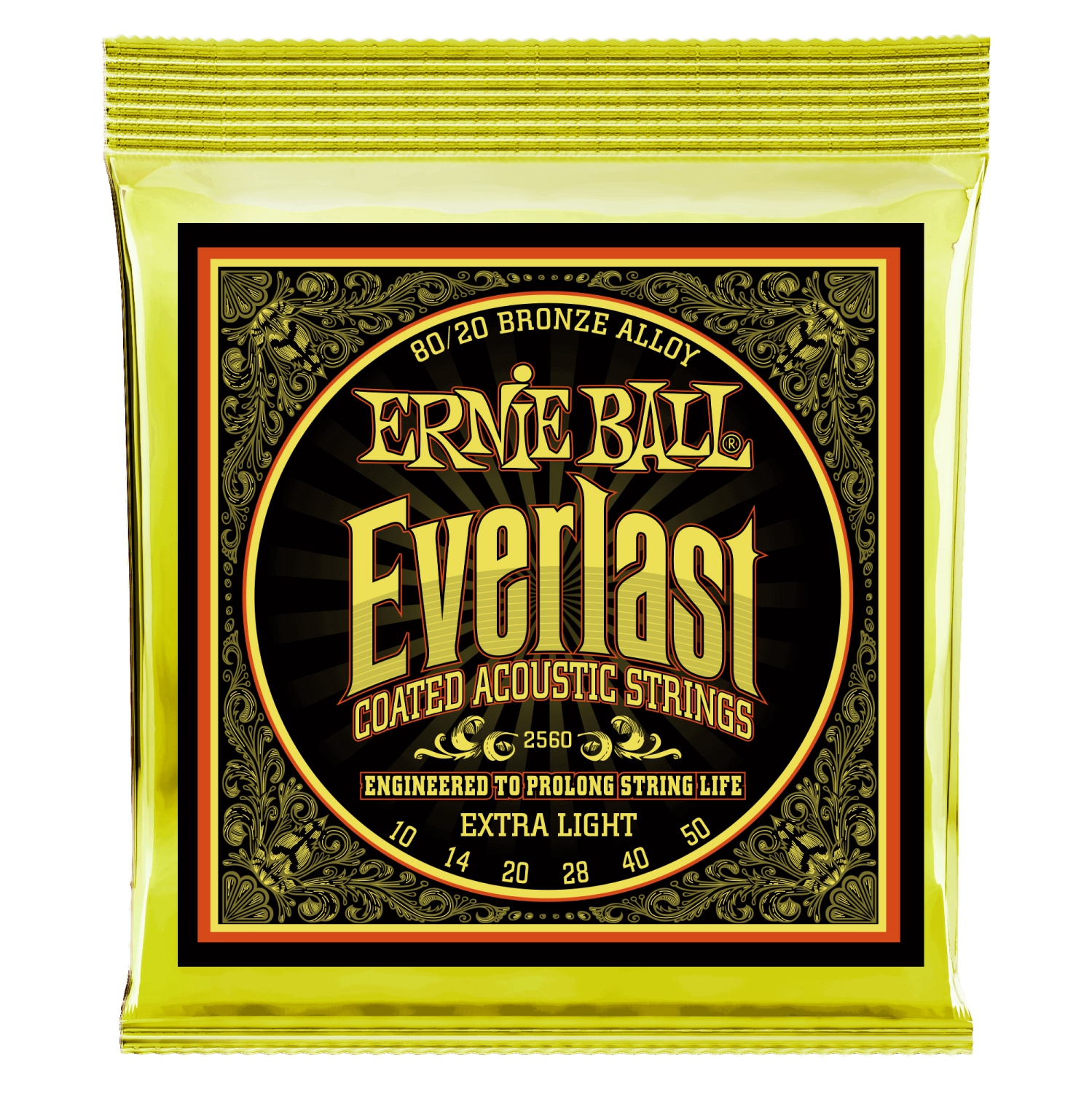 Ernie Ball P02560 Everlast Coated 80/20 Bronze Acoustic Guitar Strings - Extra Light