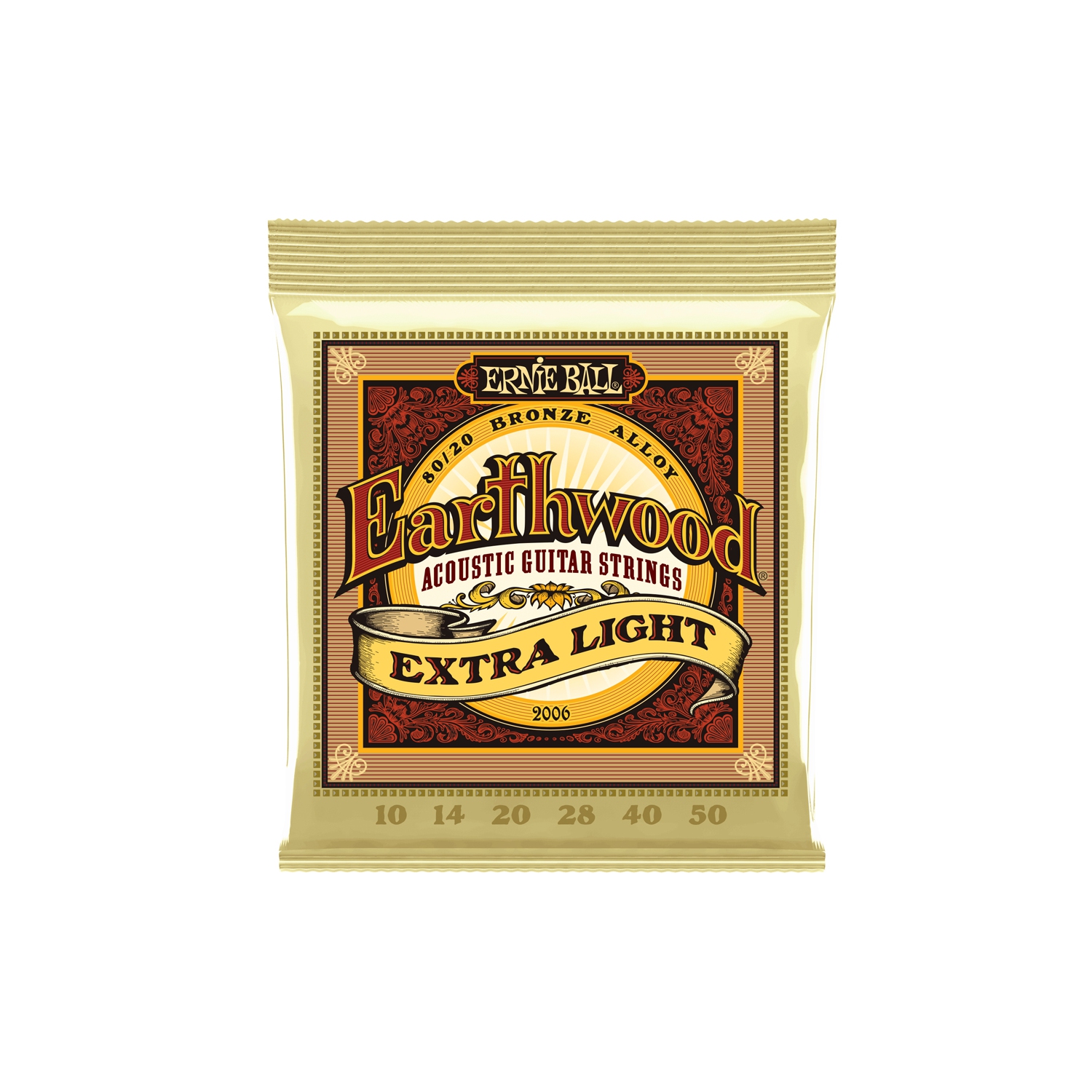 Ernie Ball Earthwood 80/20 Bronze Acoustic Guitar Strings - Extra Light 10-50
