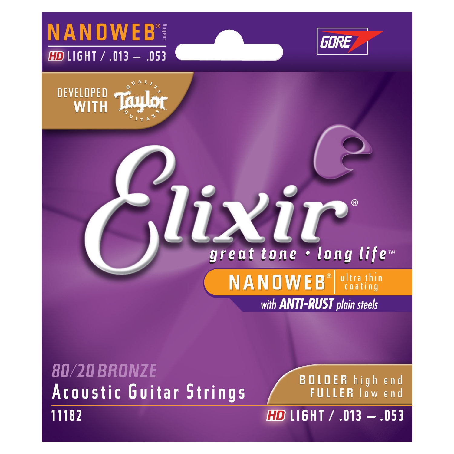 Elixir Nanoweb 80/20 Acoustic Guitar Strings - HD Light