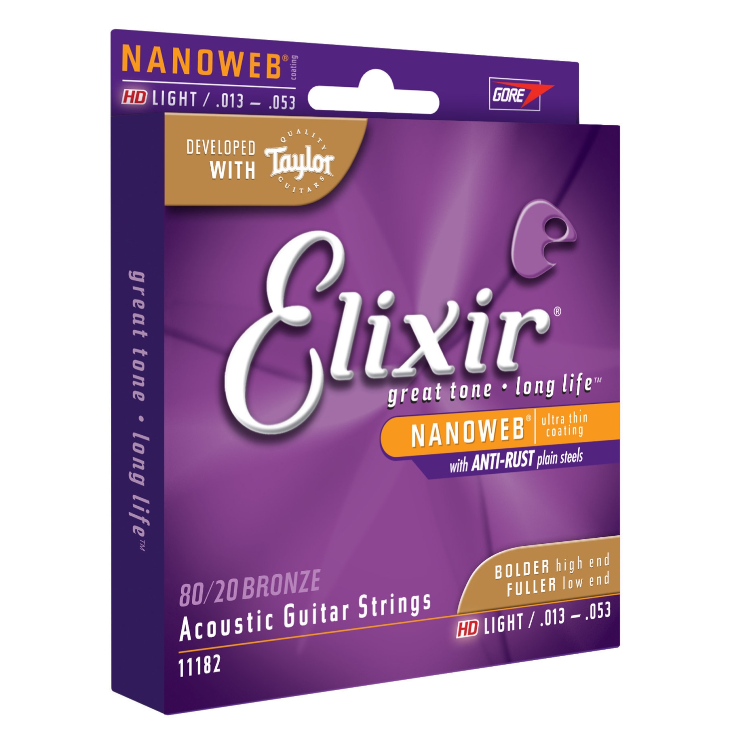 Elixir Nanoweb 80/20 Acoustic Guitar Strings - HD Light