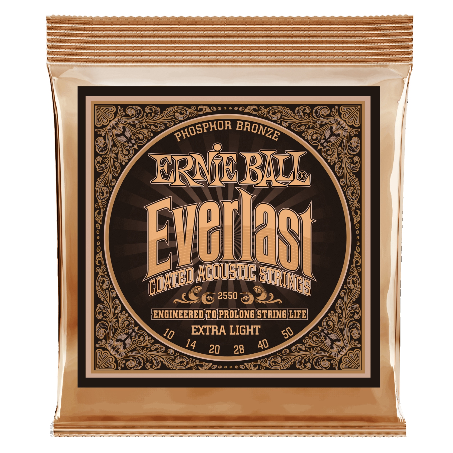 Ernie Ball PO2550 Everlast Phosphor Bronze Acoustic Guitar Strings - Extra Light