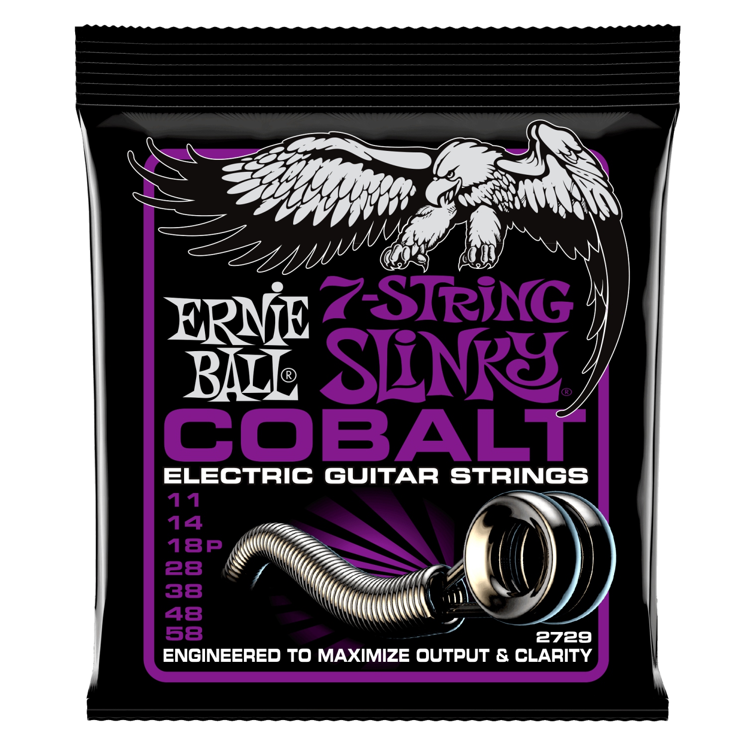 Ernie Ball PO2729 Power Slinky 7-String Cobalt Electric Guitar Strings