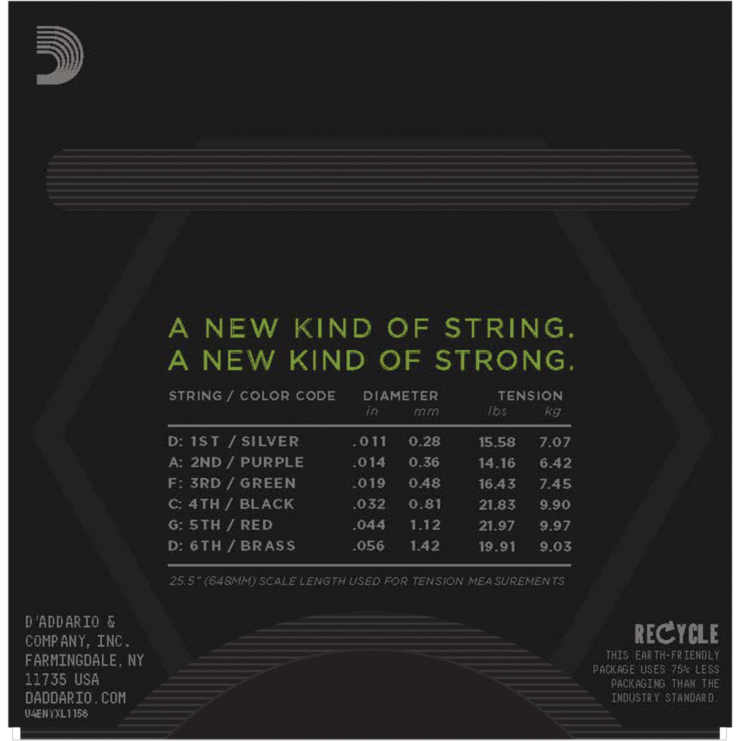 D'Addario NYXL1156 Nickel Wound Electric Strings - Medium Top / Extra Heavy Bottom - 11-56